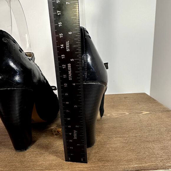 Seychelles Asterisk Peep Toe Chunky Heels SZ 7.5 Black Dark Romantic Whimsigoth - Picture 11 of 13